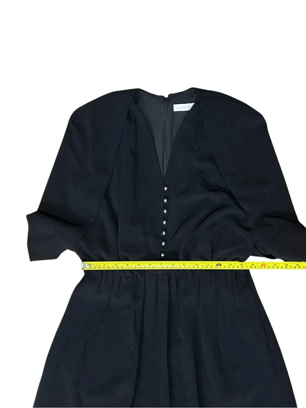 Jonathan Simkhai Sz 8 Dress Maxi Midi Black Jodie V-neck Cape Luxury Designer。 - Picture 9 of 10